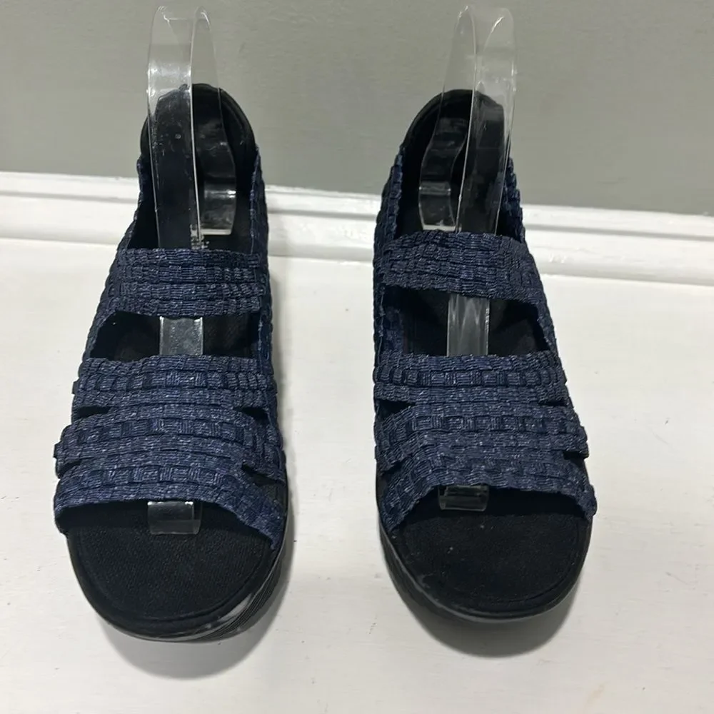 Blue Open Toe Summer/Spring Platform Wedge by White Mountain -size 8.5
